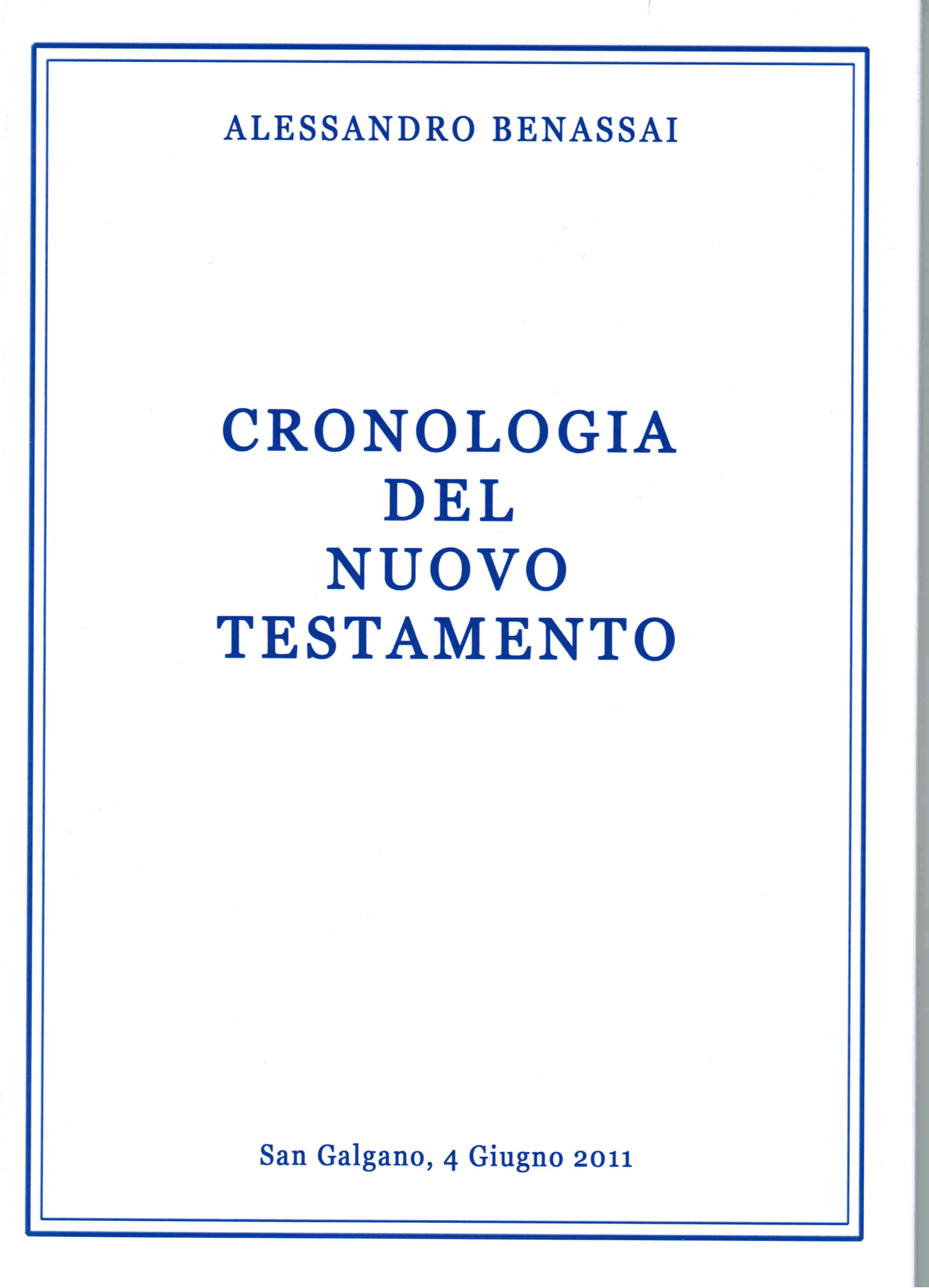 CRONOLOGIA DEL NUOVO TESTAMENTO
